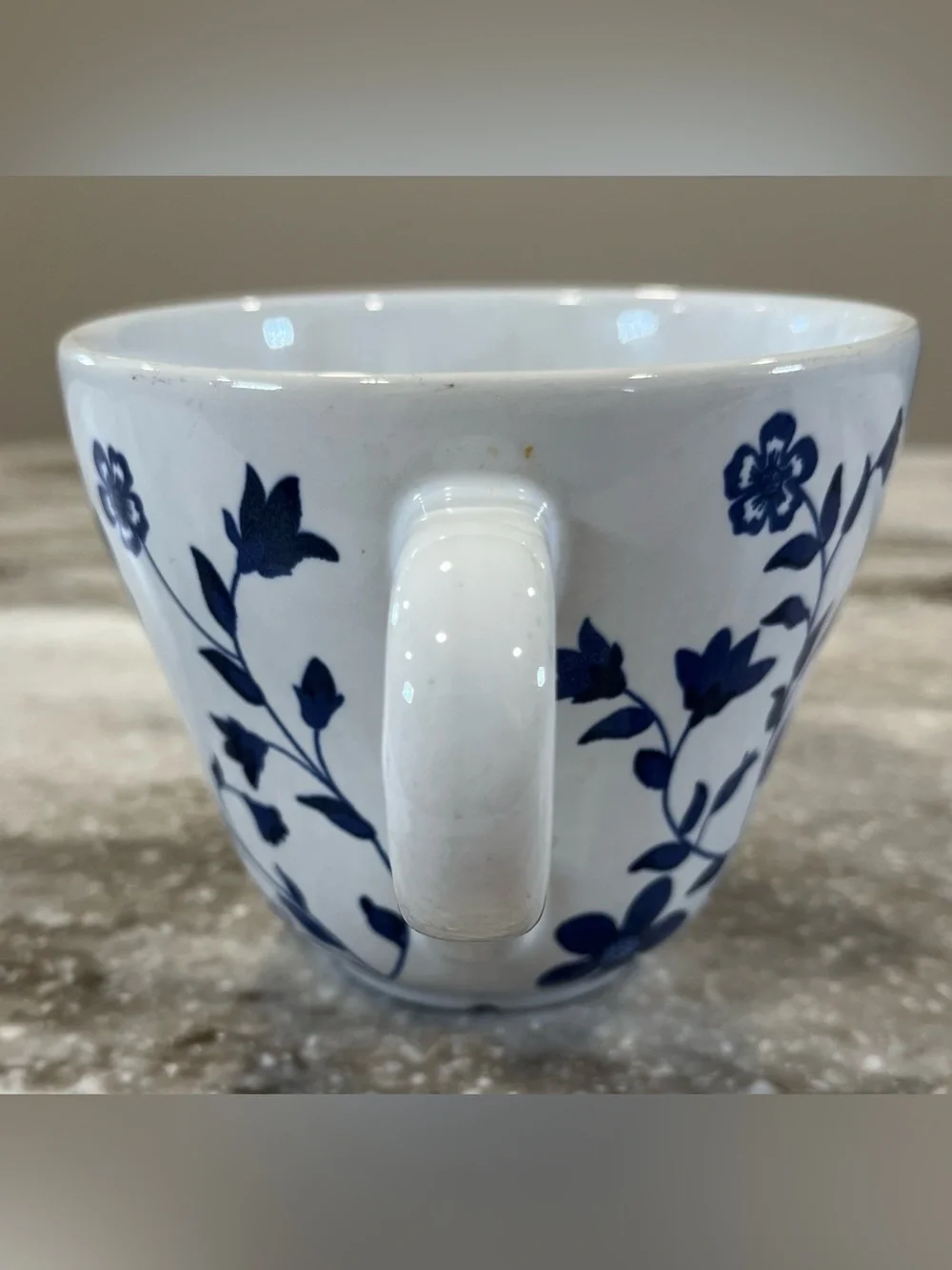 IKEA White Ceramic Mug with Blue Floral Motif